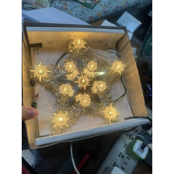Vintage Tinsel Star 11 Lite Tree Top - Picture 2 of 8